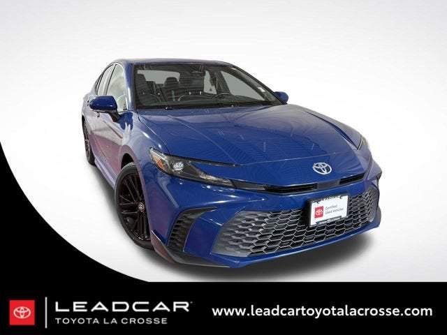 2025 Toyota Camry SE in Blue — front three-quarter view