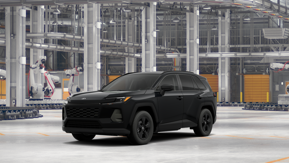 2026 Toyota RAV4 LE in Midnight Black Metallic — front three-quarter view