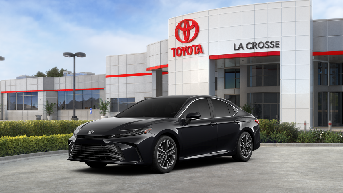 2026 Toyota Camry XLE in Midnight Black Metallic — front three-quarter view