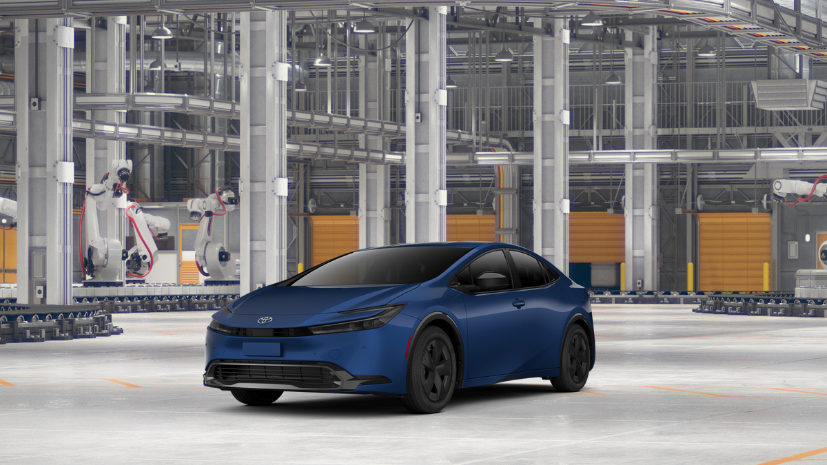 2026 Toyota Prius LE in Reservoir Blue — front three-quarter view